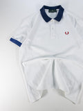 POLO FRED PERRY BLANCO Y AZUL TALLA M