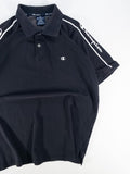 POLO DE MANGA CORTA CHAMPION NEGRO CON BANDAS LOGO - TALLA L (GRANDE)