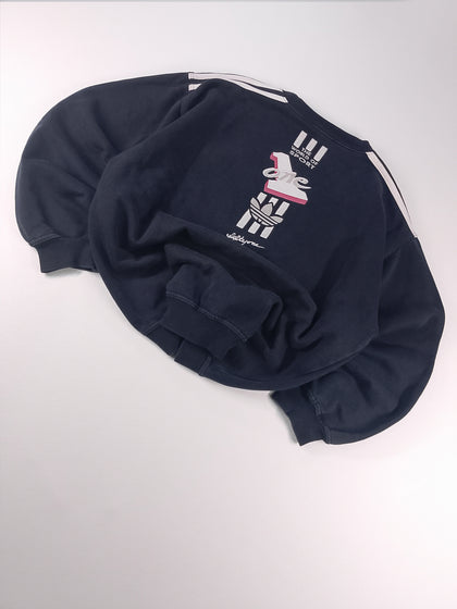 SUDADERA RETRO ADIDAS NEGRA Y BLANCA TALLA S