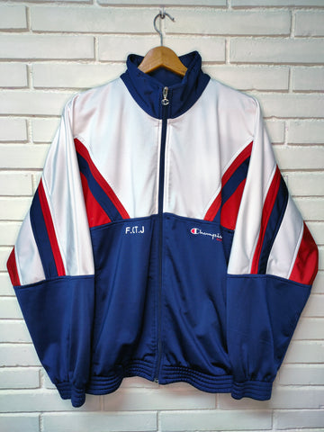 Chaqueta Champion USA Blanca, Azul y Roja - Talla XL