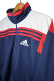 Chaqueta Adidas Azul y Blanca - Badas Rojas - Talla M