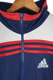 Chaqueta Adidas Azul y Blanca - Badas Rojas - Talla M